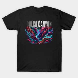 Colca Canyon Peru Artistic Llama and River Gorge T-Shirt